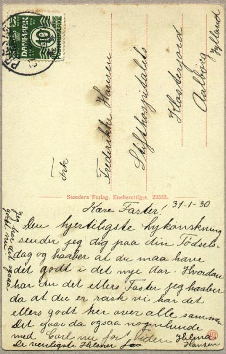 brev-2.jpg - Fødselsdagskort til Faster Frederikke fra Hilma 31 jan 1930