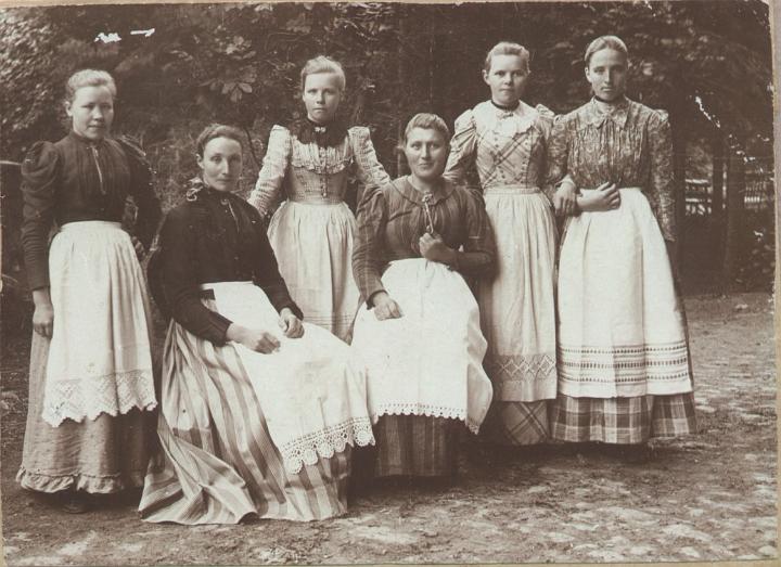 sofia-3.jpg - Pigerne på Corselitze Herregård, Sønder Alslev på Falster. (Sofie længst til venstre.) Her tjente hun 10 mdr. før hun fik Carl 23 feb 1896.(Gladys's Mormor)