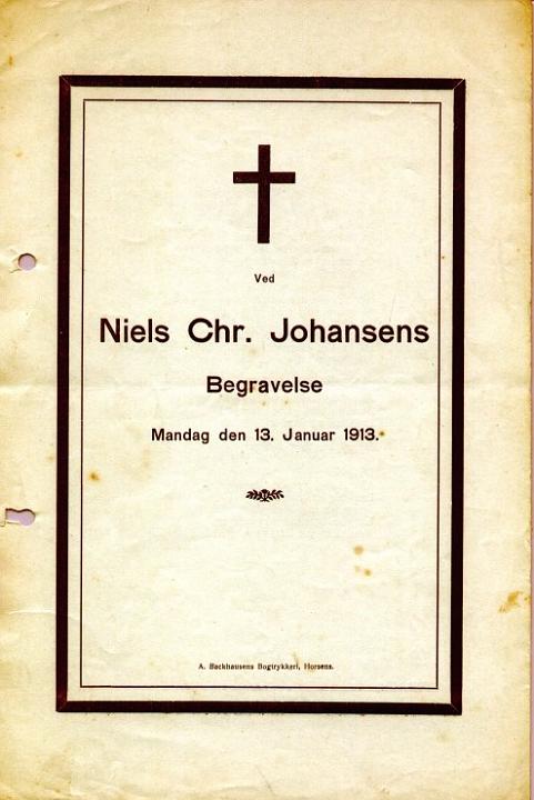 niels-1913.jpg - Niels Chr. Johansen (1834-1913) Begravelse Mandag d. 13 Jan. 1913Horsens (min oldefar)