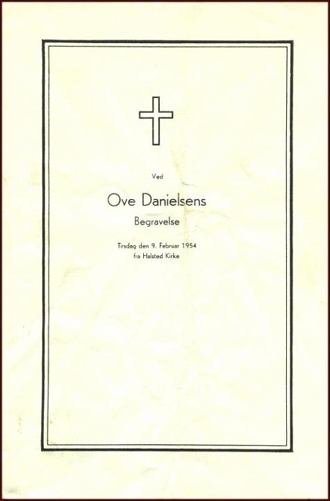 Ove-1954.jpg - Ved Ove Danielsens (1928-1954) BegravelseTirsdag d. 9 Februar 1954 fra Halsted Kirke (Tryk Lollands Tidene.)